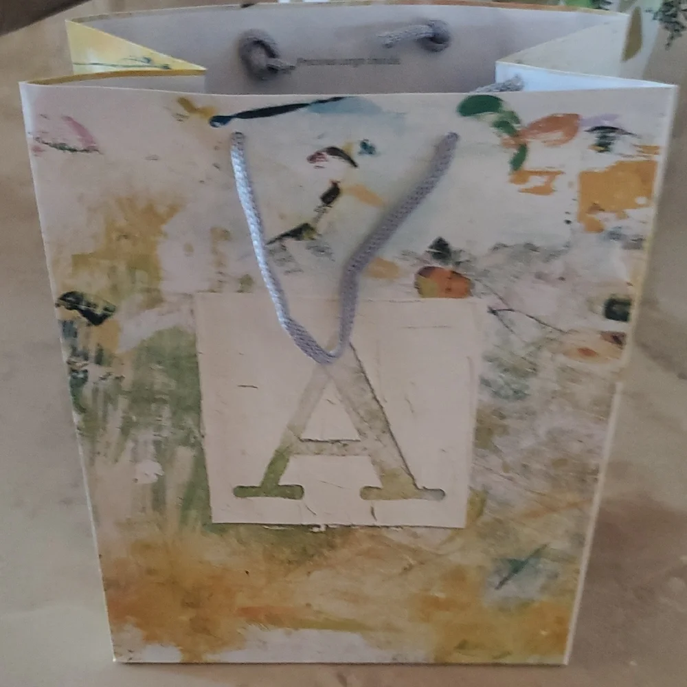 Anthropologie Monogram 'A' Gift Bag - Green and Yellow